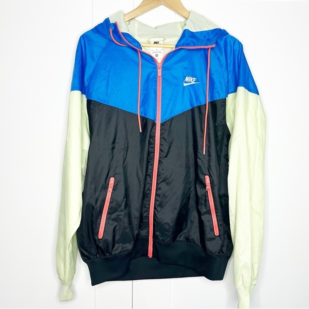 Nike Windrunner Hooded Jacket medium black blue green windbreaker lightweight - Picture 6 of 14